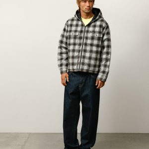 ZIP HOODED PLAID SHIRT