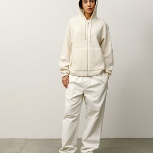 TEXTURED ZIP HOODED SWEATER