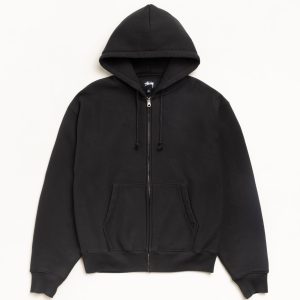CURSIVE APPLIQUE ZIP HOODIE